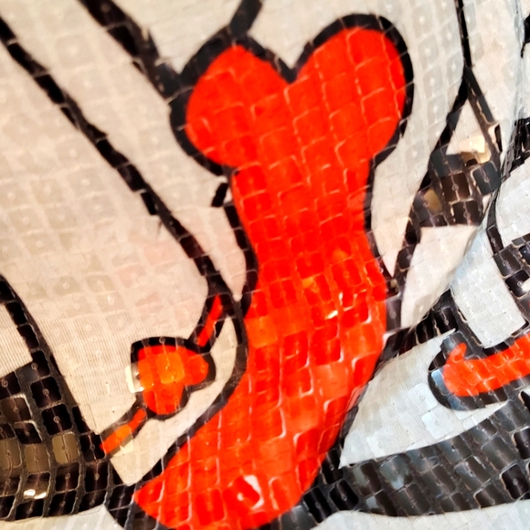 Stylish Graphic Women's Top with Red Accents. Is Missing A Few Accents - Picture 2 of 4